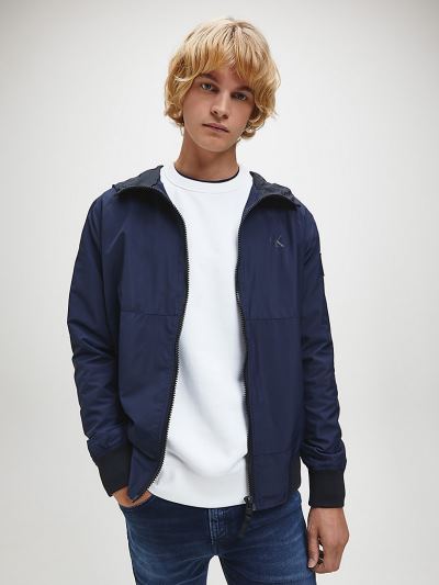Calvin Klein Ruhák HU799052 | Calvin Klein Hooded Zip Up Férfi Dzseki Kék / Fekete